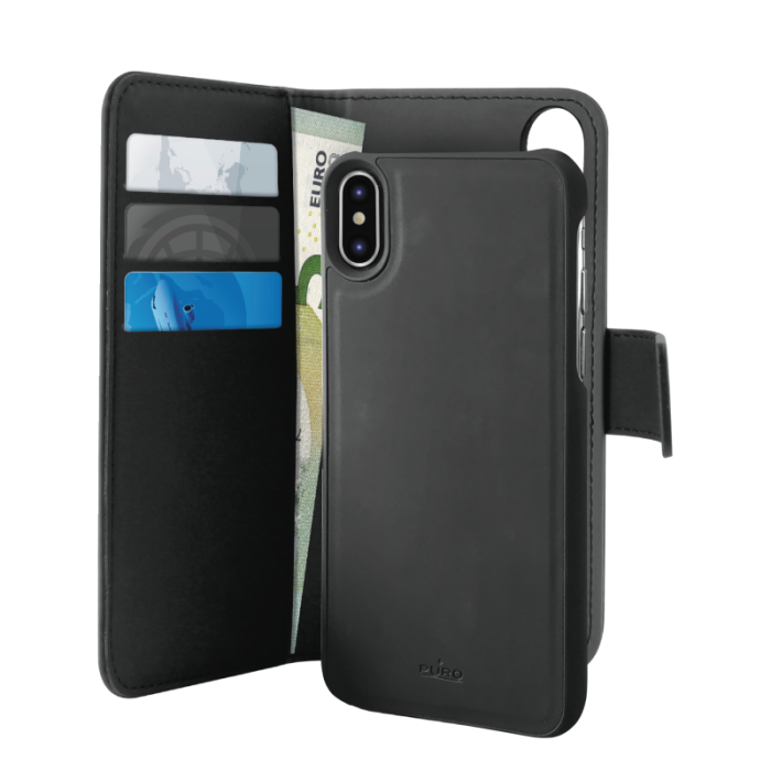 UTGATT1 - Puro - EcoLeather Plånboksfodral Detachable iPhone X / XS - Svart
