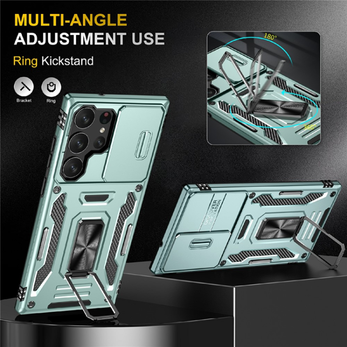 A-One Brand - Galaxy S25 Ultra Mobilskal Kickstand Slide - Grön