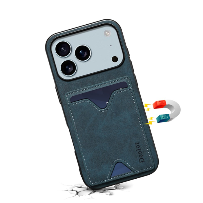 DENIOR - DENIOR iPhone 17 Pro Mobilskal Kickstand Korthållare - Blå