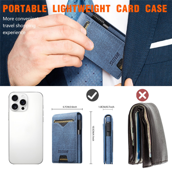 KIGC - SUTENI Korthållare Automatiskt Pop-Up Metall Imprint Jeans