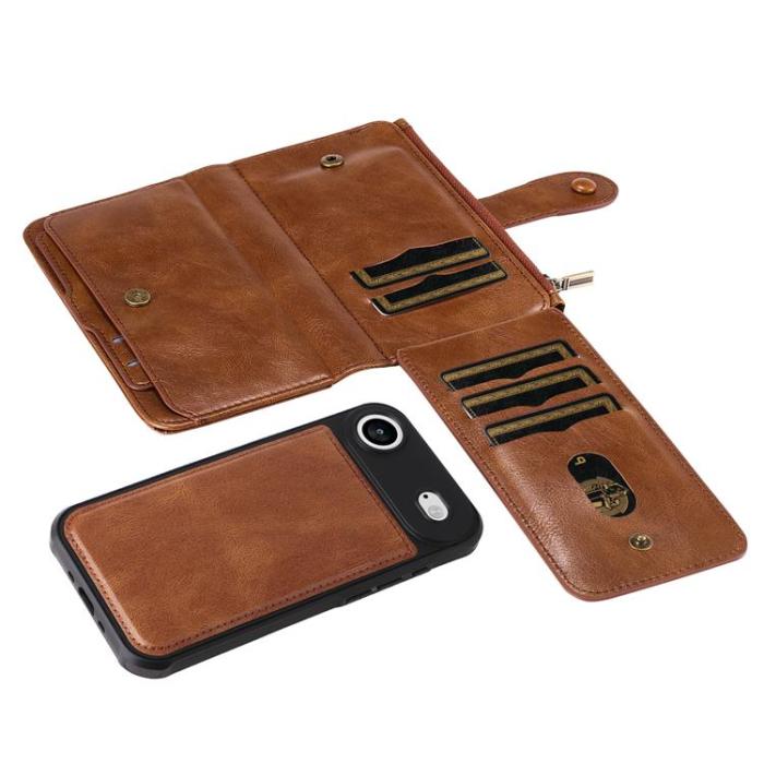 A-One Brand - iPhone Air Plånboksfodral Detachable korthållare - Brun