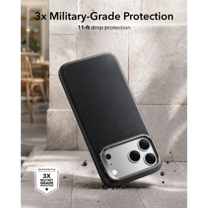 ESR - ESR Mobilskal För iPhone 18 Pro Max/17 Pro Max Magsafe Läder Kickstand - Svart