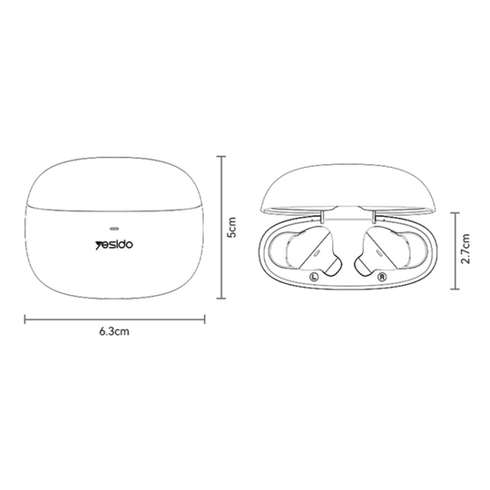 Yesido - YESIDO TWS Trådlös Hörlurar Bluetooth ANC+ENC TWS28 - Beige