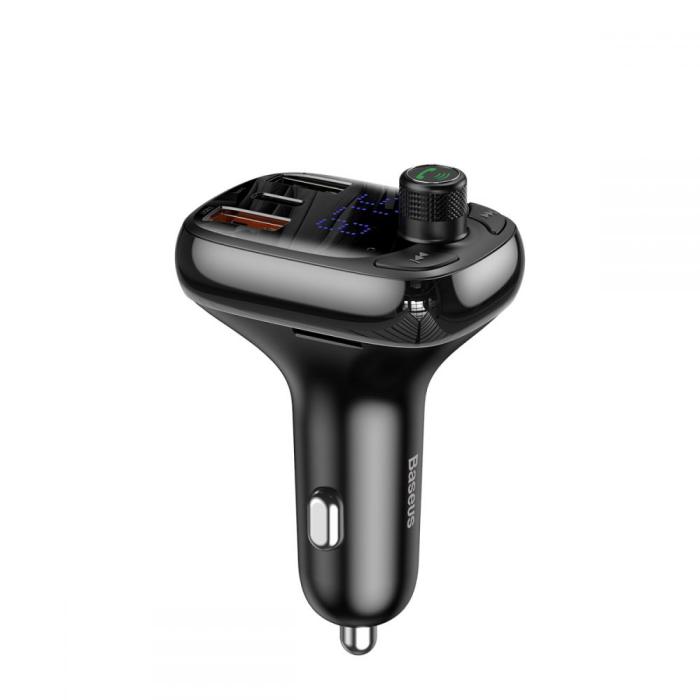UTGATT - BASEUS S13 2-Port Usb Billaddare + Sändare Fm Svart