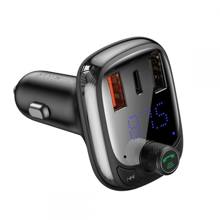 UTGATT - BASEUS S13 2-Port Usb Billaddare + Sändare Fm Svart