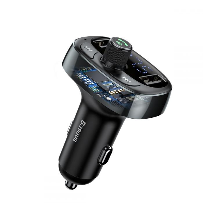 BASEUS - BASEUS Tm01 2-Port Usb Billaddare + Sändare Fm Svart