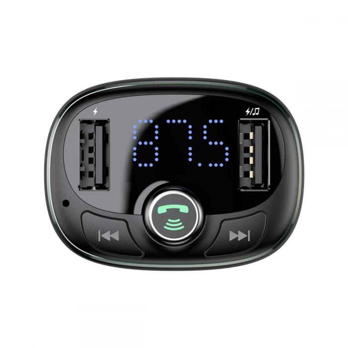 BASEUS - BASEUS Tm01 2-Port Usb Billaddare + Sändare Fm Svart