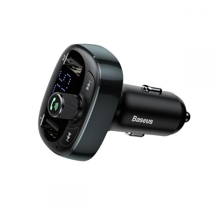 BASEUS - BASEUS Tm01 2-Port Usb Billaddare + Sändare Fm Svart