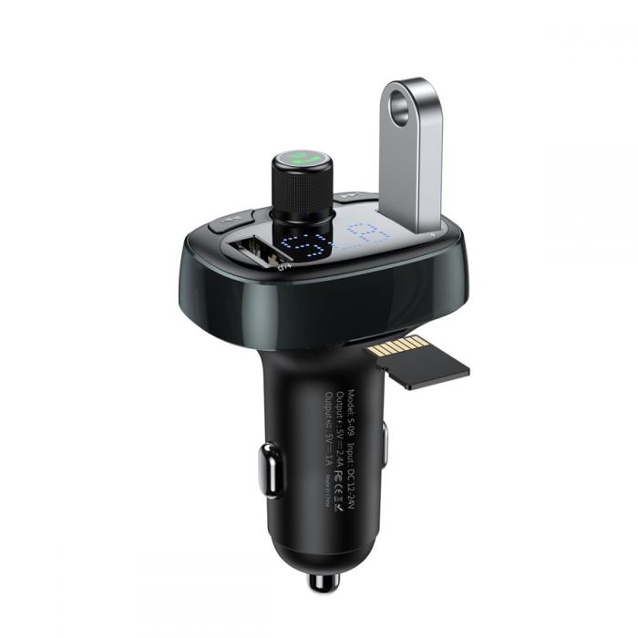 BASEUS - BASEUS Tm01 2-Port Usb Billaddare + Sändare Fm Svart