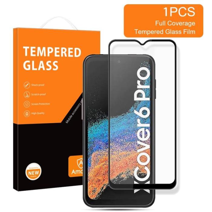 AMORUS - [1-PACK] AMORUS Galaxy Xcover 6 Pro Härdat Glas Skärmskydd Full Glue - Svart