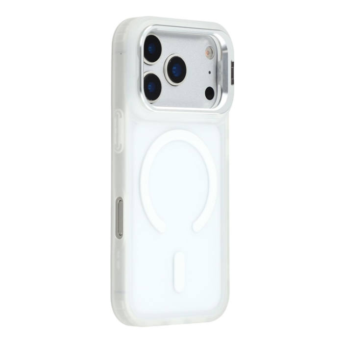 A-One Brand - iPhone 17 Pro Mobilskal MagSafe Lins Kickstand - Transparent Vit
