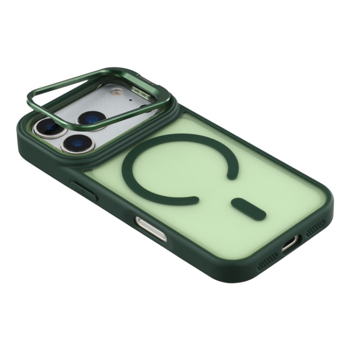 A-One Brand - iPhone 17 Pro Mobilskal MagSafe Lins Kickstand - Mörkgrön