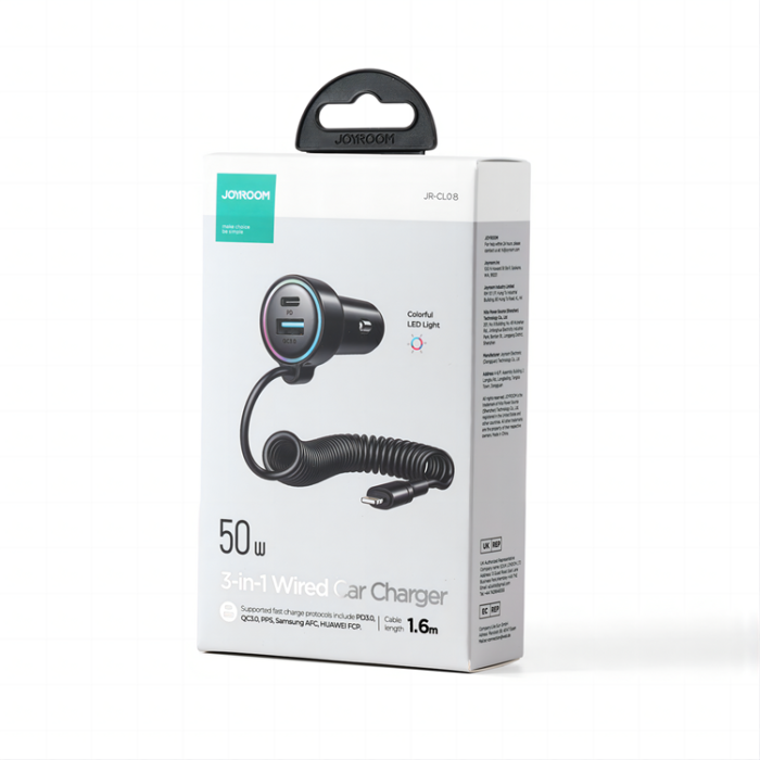 UTGATT1 - Joyroom 3in1 Billaddare USB-C/USB-A 45W Lightning Kabel 1.5m