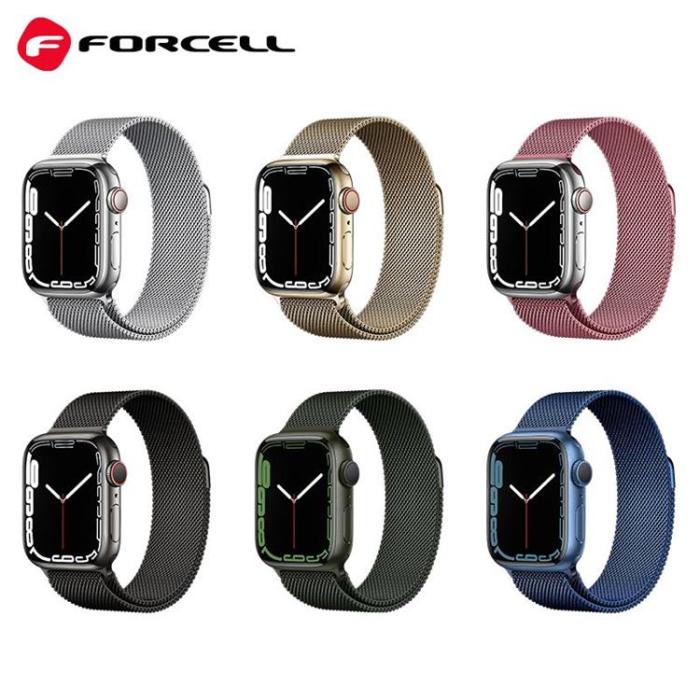 Forcell - Forcell Apple Watch (42/44/45/49mm) Armband F-Design - Silver