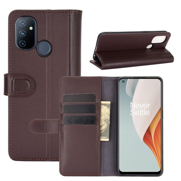 OEM - Genuine Split Plånboksfodral till OnePlus Nord N100 - Brun