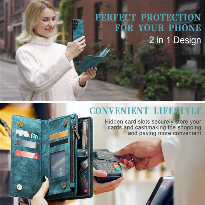 Caseme - Caseme Galaxy S23 Ultra Plånboksfodral Detachable - Blå