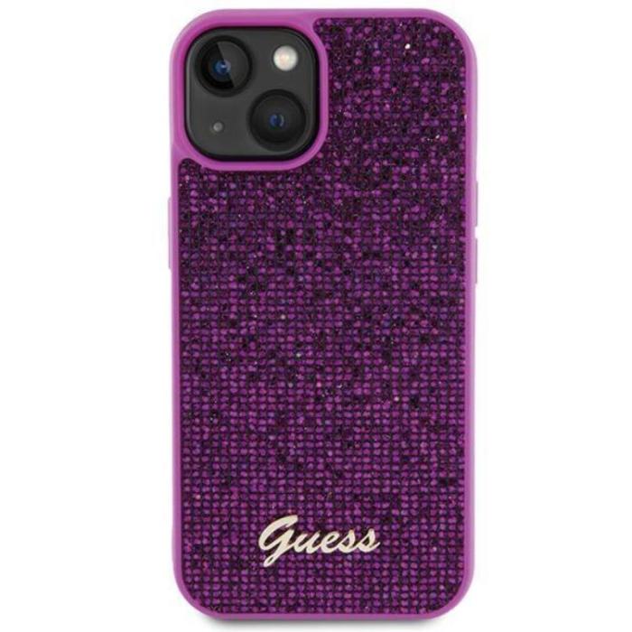 Guess - Guess iPhone 15 Mobilskal Disco Metal Script - Rosa