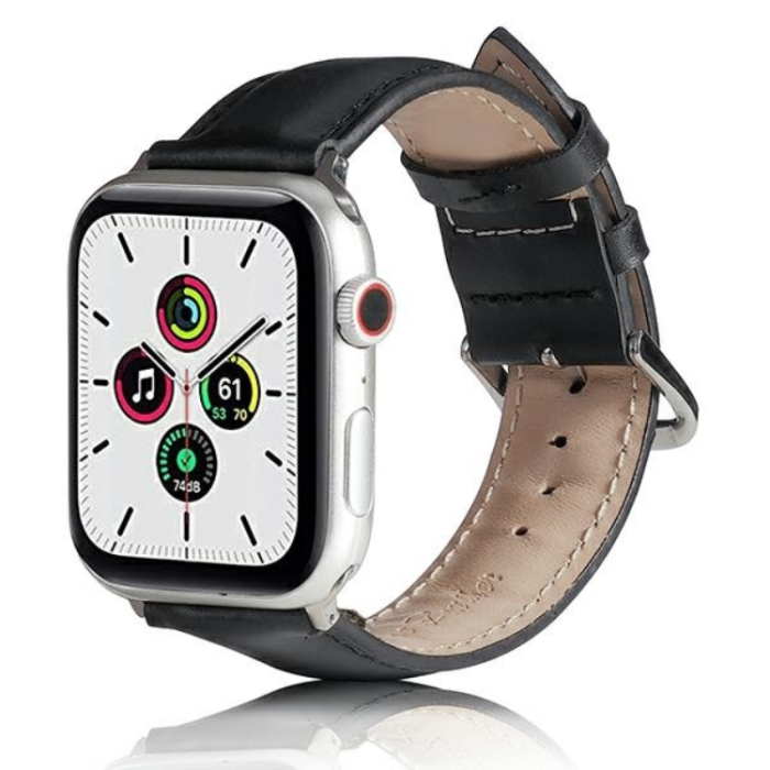 Beline - Beline Apple Watch (42/44/45/49mm) Armband Läder - Svart
