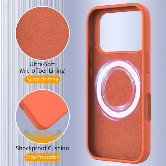 A-One Brand - iPhone 17 Pro Max Mobilskal MagSafe Silikon Anti-Drop - Orange