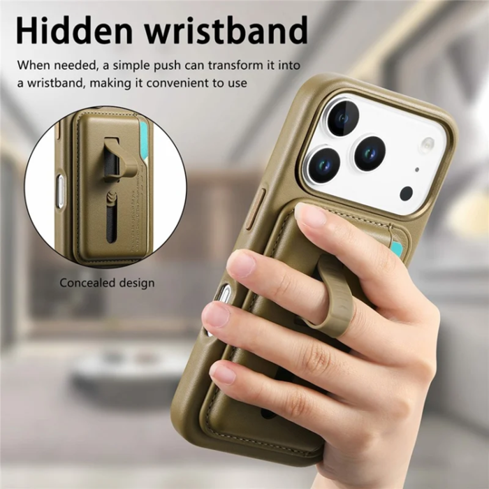 A-One Brand - Mobilskal till iPhone 17 Pro Max Magsafe Detachable korthållare - Khaki