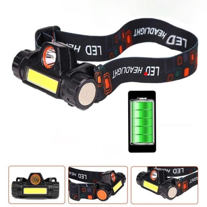 OEM - 4in1 Huvud Ficklampa LED med Magnet och Batteri - Svart
