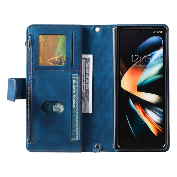 A-One Brand - Galaxy Z Fold 4 Plånboksfodral Rhombus Grid - Blå