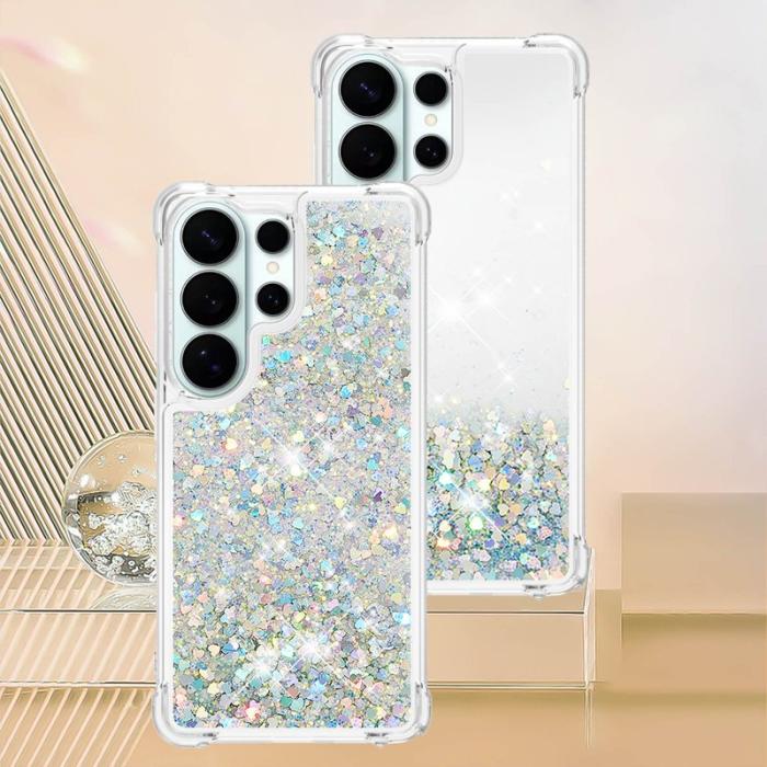 OEM - Mobilskal till Samsung Galaxy S26 Ultra TPU Glittrande Stötsäker Silver Hjärtan