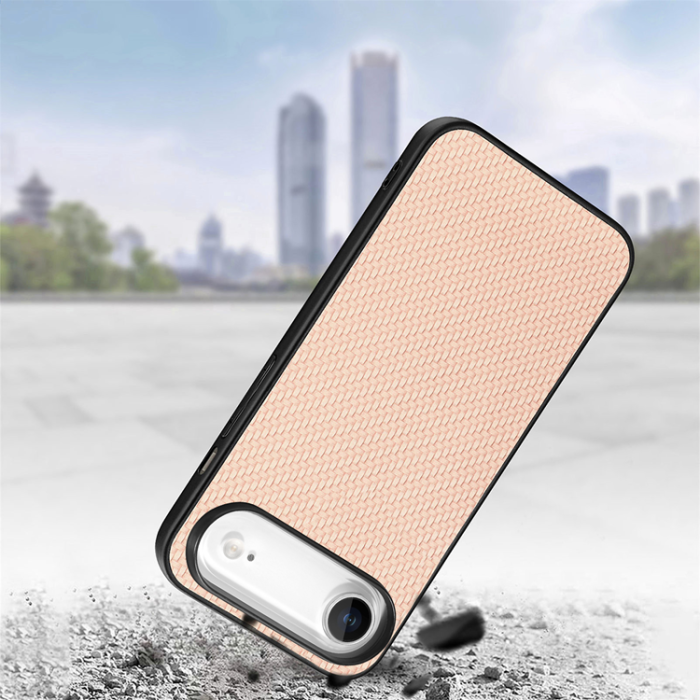 A-One Brand - iPhone Air Mobilskal Carbon Fiber PU Läder - Aprikos