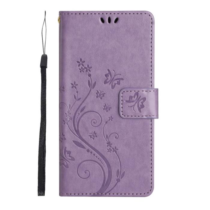 OEM - Samsung Galaxy A57 Plånboksfodral Konstläder Blomma Prägling - Lila