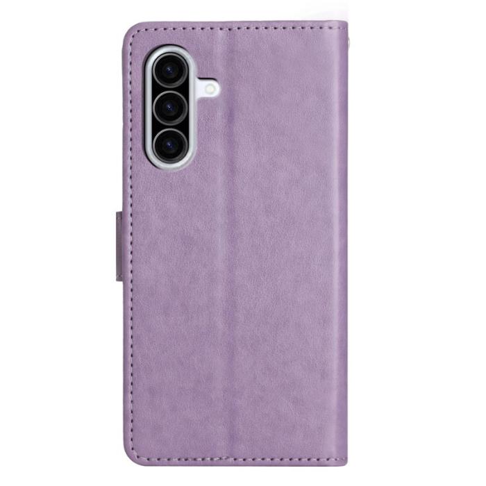 OEM - Samsung Galaxy A57 Plånboksfodral Konstläder Blomma Prägling - Lila