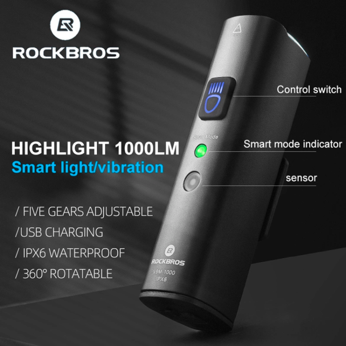 Rockbros - Rockbros Främre cykelljus 1000lm - Svart