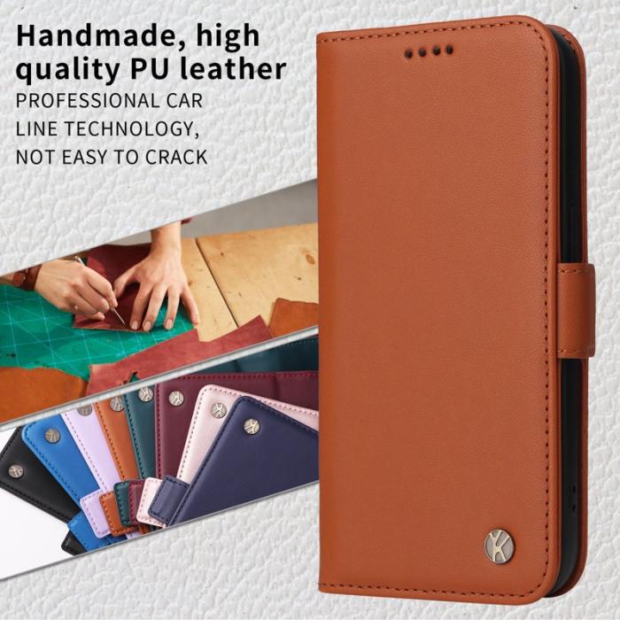 YIKATU - YIKATU Samsung Galaxy A57 Plånboksfodral Konstläder Ställfunktion - Brun