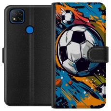 iSecrets - Pl&aring;nboksfodral till Xiaomi Redmi 9C med Fotbollar