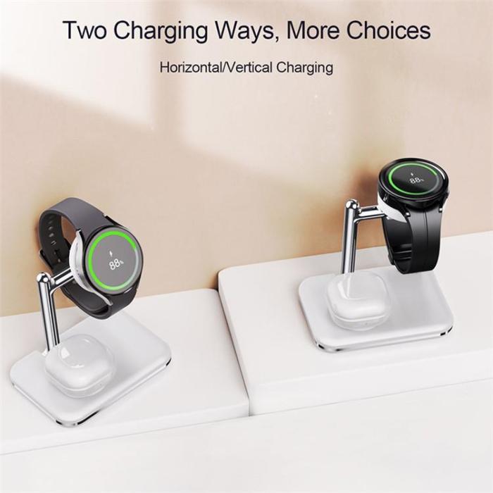 OEM - 2-in-1 Trådlös Laddare För Samsung Galaxy Buds/Klocka V8S - Vit