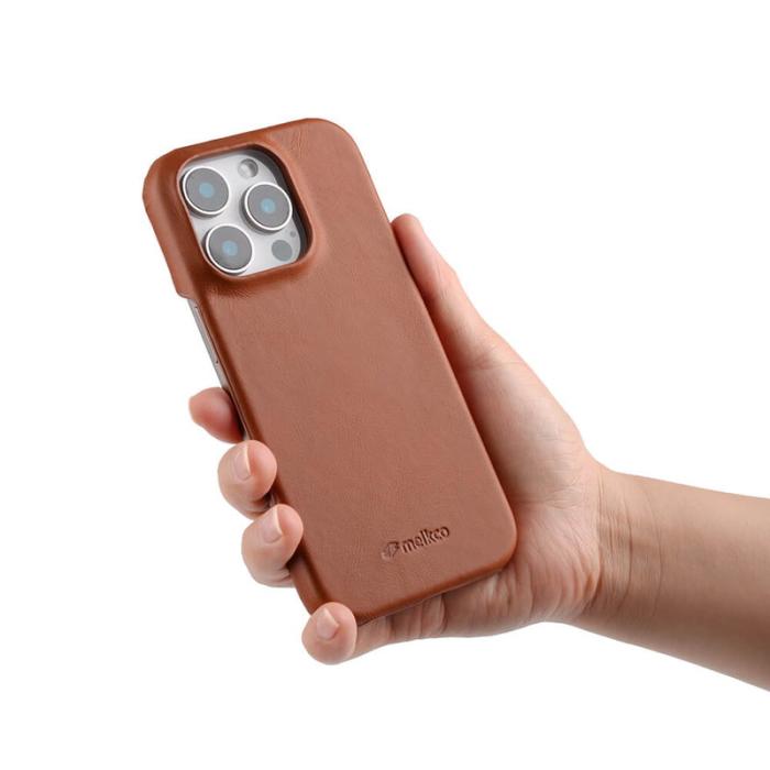 Melkco - MELKCO Mobilskal till iPhone 16 Pro Max i äkta läder och PC - Brun