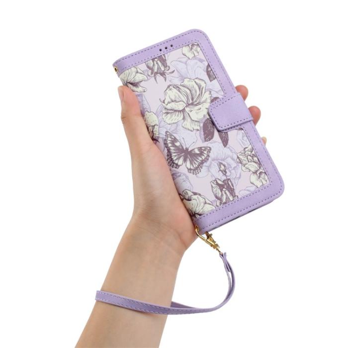 OEM - iPhone 15 Pro Max Plånboksfodral Flower Pattern - Ljuslila