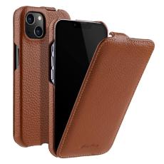 Melkco - MELKCO iPhone 13 Vertikalt Flipfodral &Auml;kta L&auml;der + PC - Brun