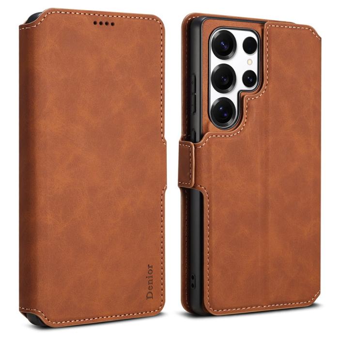 DENIOR - DENIOR B06 Samsung Galaxy S24 Ultra Plånboksfodral Konstläder + TPU - Brun