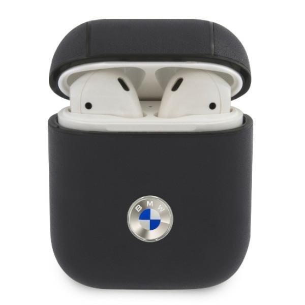 BMW Äkta läder Silver Logo Skal AirPods - Marinblå | 2353 | AlltMobil