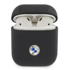 BMW - BMW &Auml;kta l&auml;der Silver Logo Skal AirPods - Marinbl&aring;