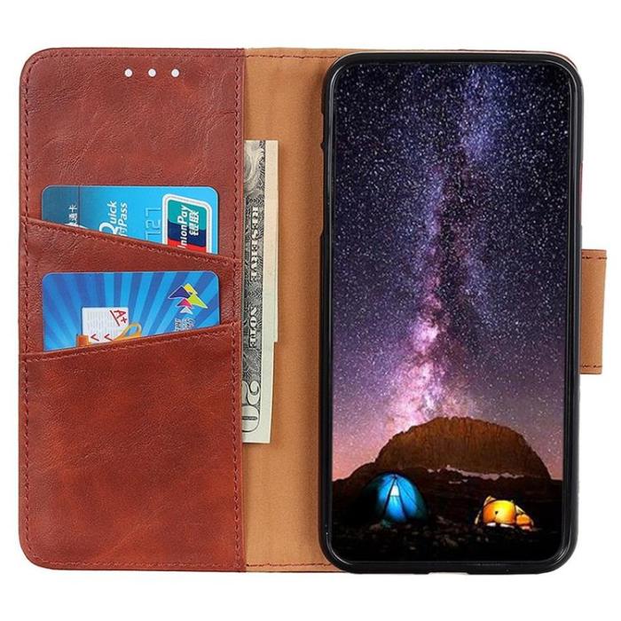 OEM - Sony Xperia 5 IV Plånboksfodral Äkta Läder Crazy Horse - Brun