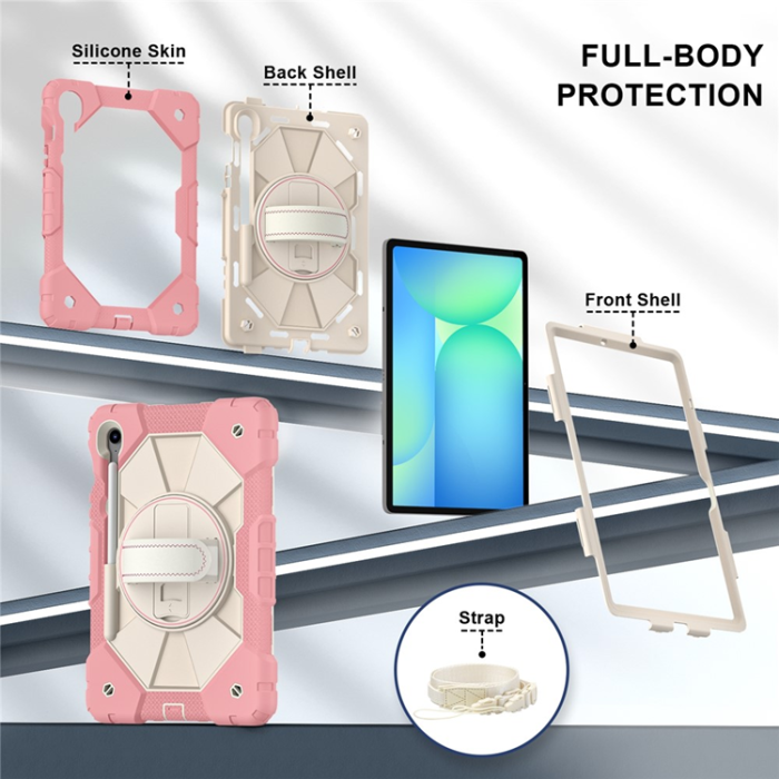 A-One Brand - Galaxy Tab S10 FE/S9 FE/S9 Skal Kickstand med Rem - Roséguld
