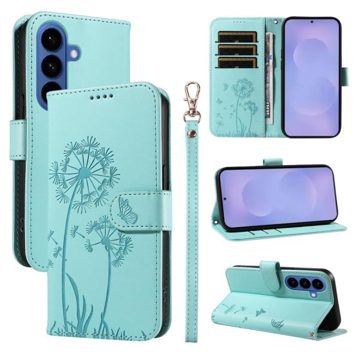 OEM - Samsung Galaxy S26+ Plånboksfodral Konstläder Med Rem Dandelion - Grön