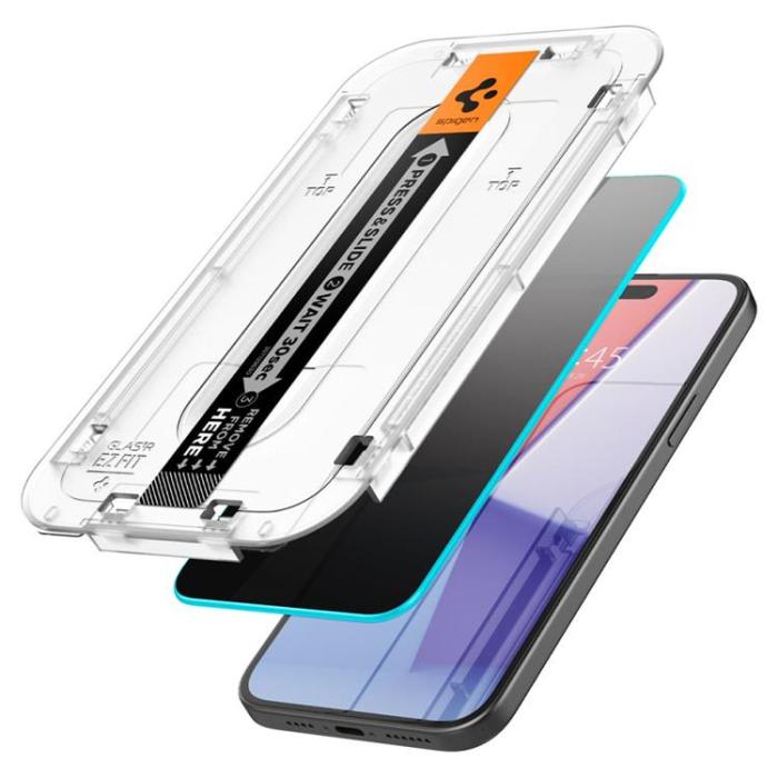 Spigen - Spigen iPhone 15 Pro Härdat Glas Skärmskydd Privacy