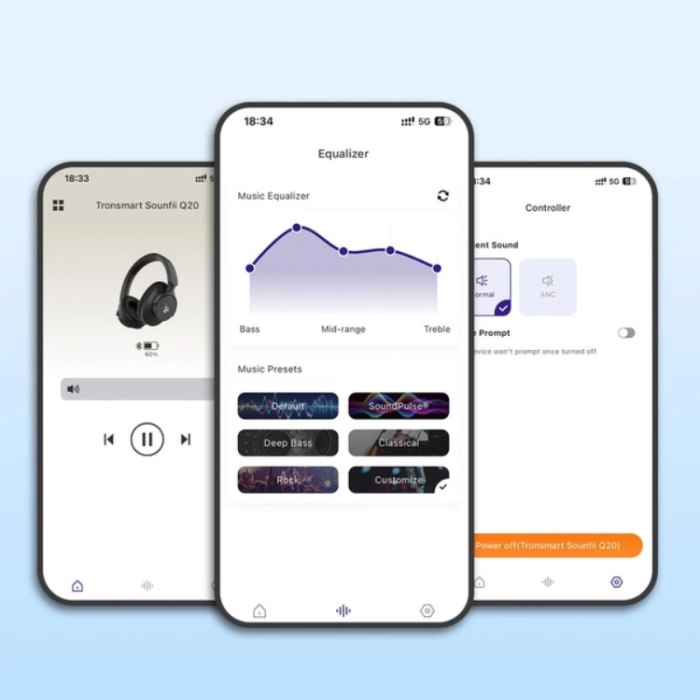 Tronsmart - Tronsmart Over-Ear Trådlösa Hörlurar Hybrid ANC SOUNFII Q20S - Vit