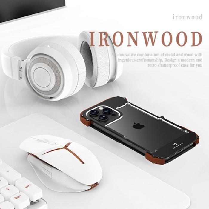 R-JUST - R-JUST Mobilskal till iPhone 16 Pro Aluminium + Rödwood Röd Frameless