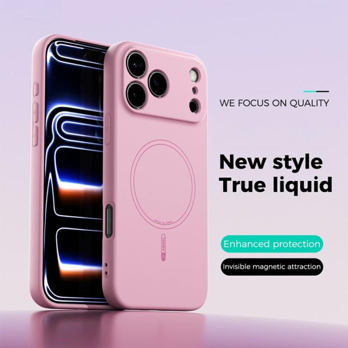 ABEEL - ABEEL Mobilskal till iPhone 17 Pro MagSafe Kompatibel Liquid Silicone Rosa