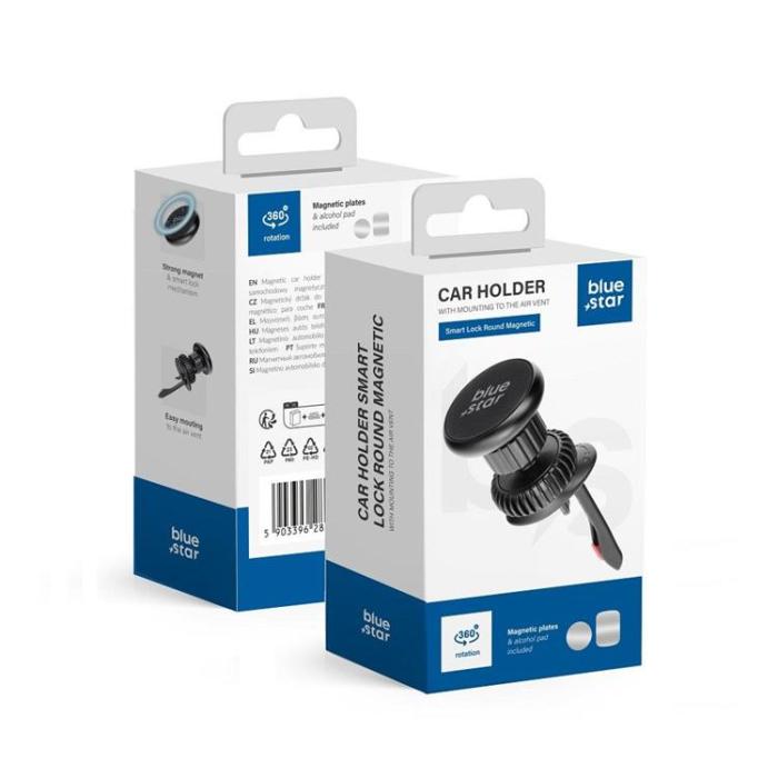 Blue Star - Blue Star Magnetisk Bilhållare för Luftventil Smart Lock Round - Svart