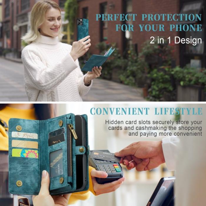 Caseme - CASEME 008 Series Konstläder Plånboksfodral för iPhone 11 Pro Max 6.5 tum - Blå
