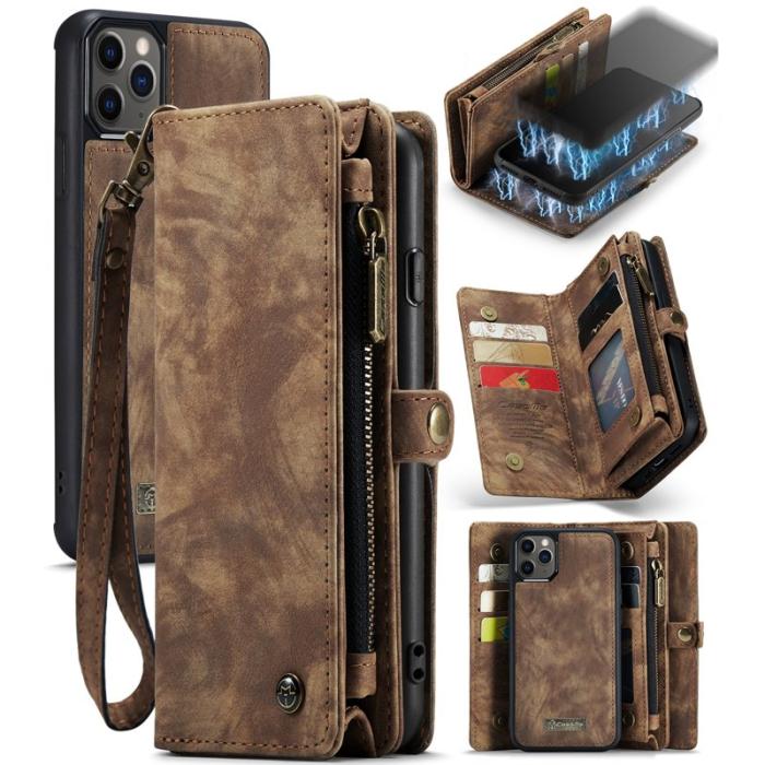 Caseme - CASEME 008 Series Konstläder Plånboksfodral för iPhone 11 Pro Max 6.5 tum - Brun